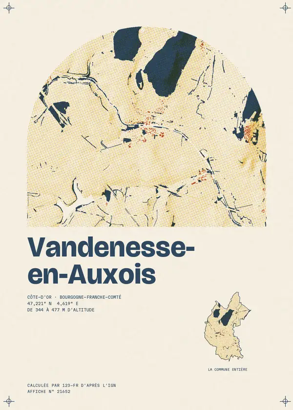 Affiche de Vandenesse-en-Auxois, calculée par 123-fr d'après l'IGN