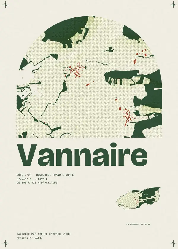 Affiche de Vannaire, calculée par 123-fr d'après l'IGN