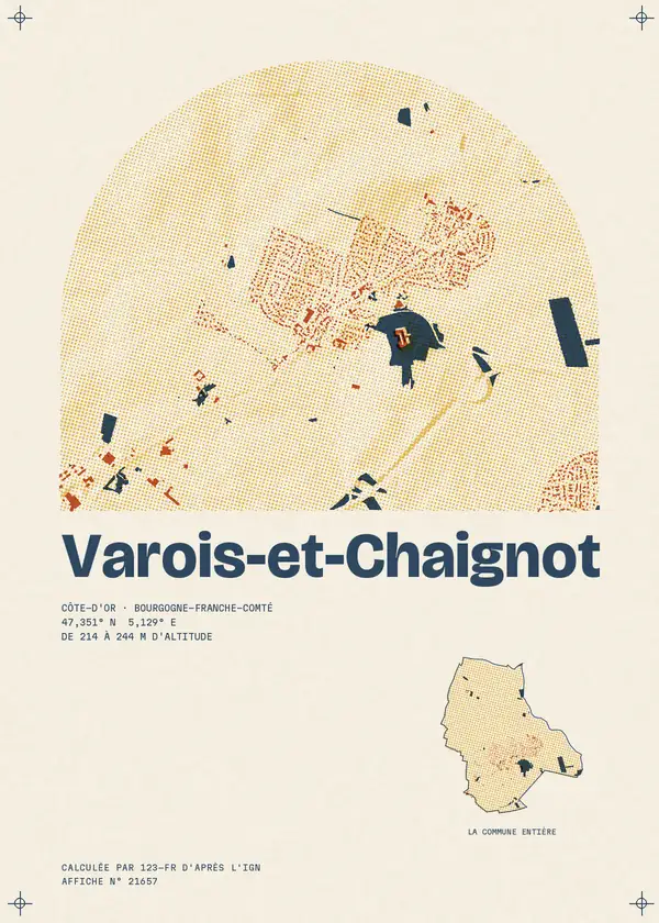Affiche de Varois-et-Chaignot, calculée par 123-fr d'après l'IGN