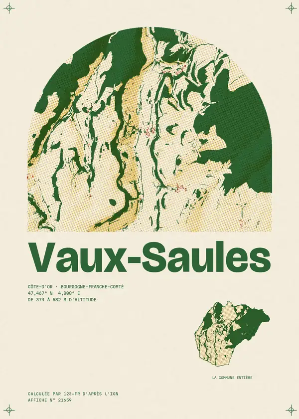 Affiche de Vaux-Saules, calculée par 123-fr d'après l'IGN