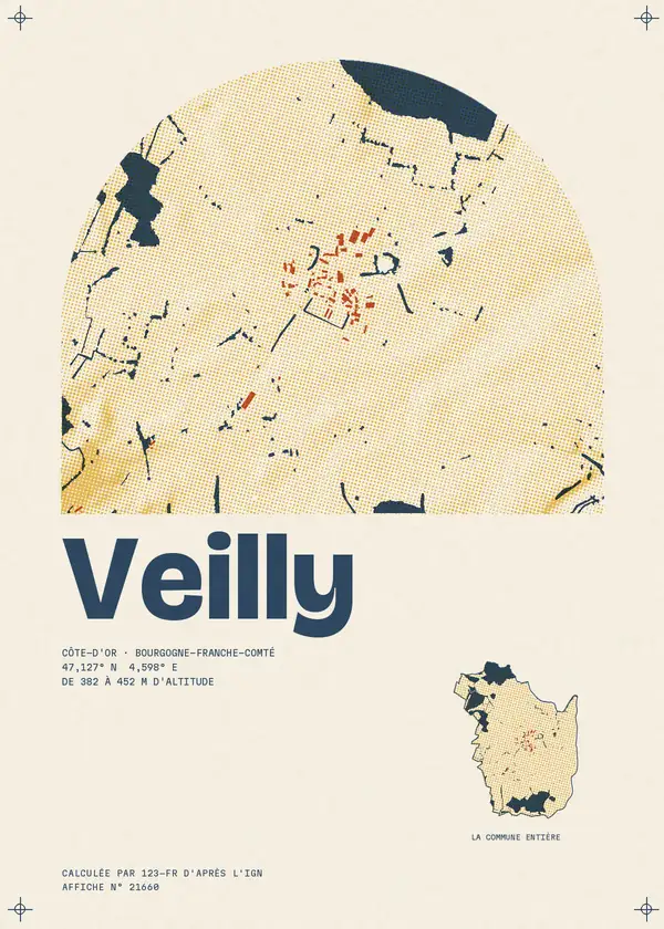 Affiche de Veilly, calculée par 123-fr d'après l'IGN