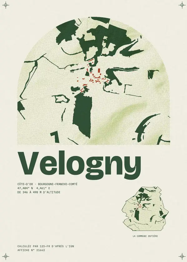 Affiche de Velogny, calculée par 123-fr d'après l'IGN