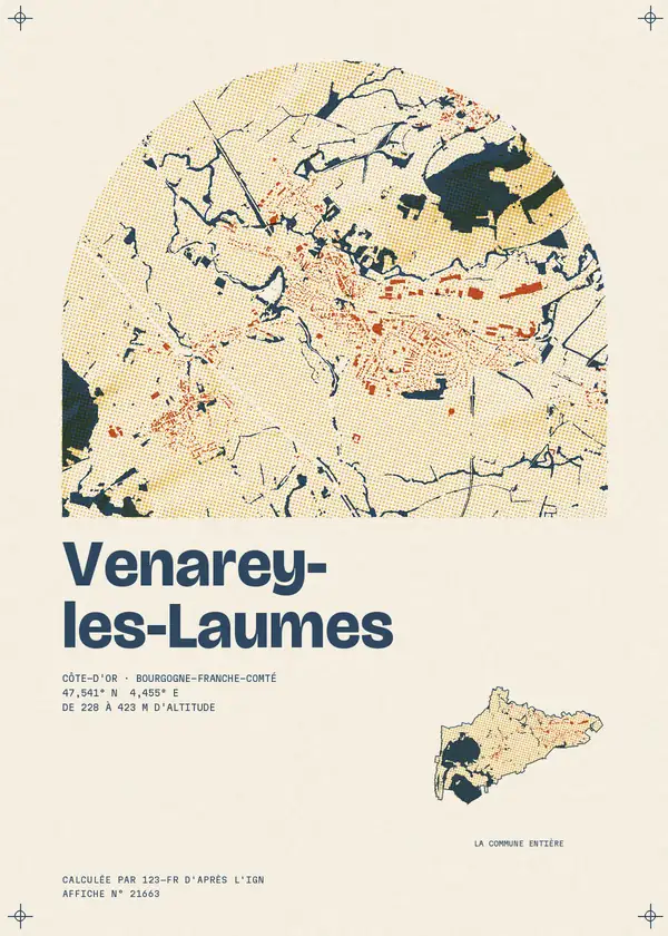 Affiche de Venarey-les-Laumes, calculée par 123-fr d'après l'IGN