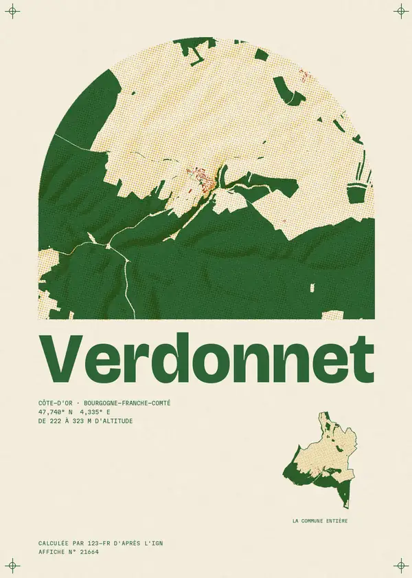 Affiche de Verdonnet, calculée par 123-fr d'après l'IGN