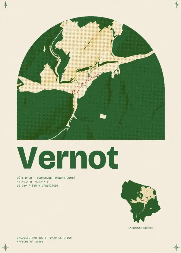 Affiche de Vernot, calculée par 123-fr d'après l'IGN