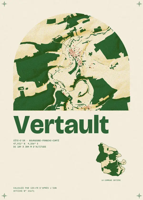 Affiche de Vertault, calculée par 123-fr d'après l'IGN