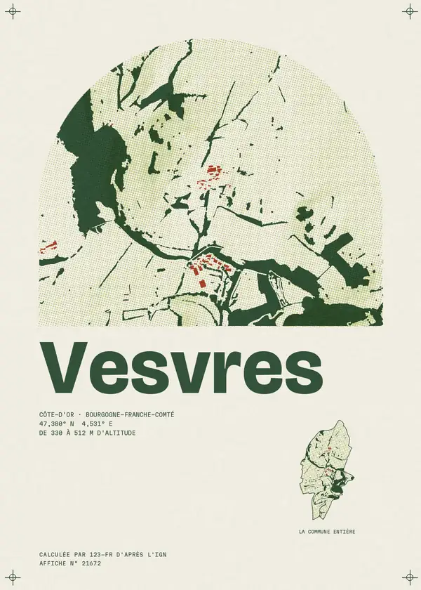 Affiche de Vesvres, calculée par 123-fr d'après l'IGN