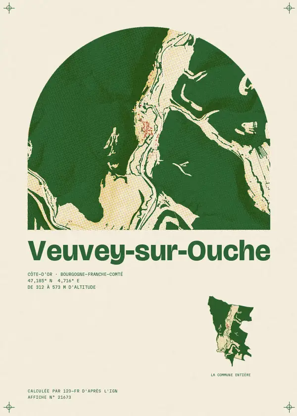 Affiche de Veuvey-sur-Ouche, calculée par 123-fr d'après l'IGN
