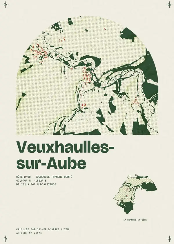 Affiche de Veuxhaulles-sur-Aube, calculée par 123-fr d'après l'IGN