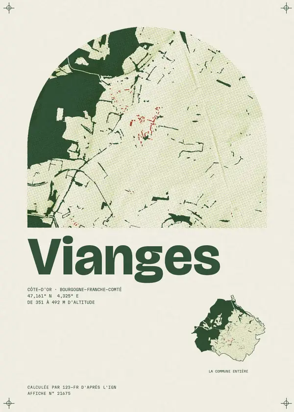 Affiche de Vianges, calculée par 123-fr d'après l'IGN