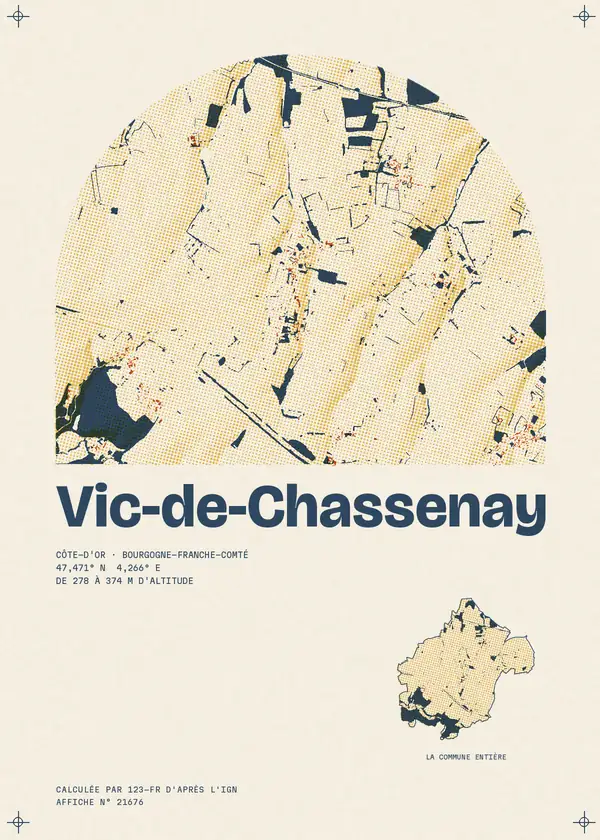 Affiche de Vic-de-Chassenay, calculée par 123-fr d'après l'IGN