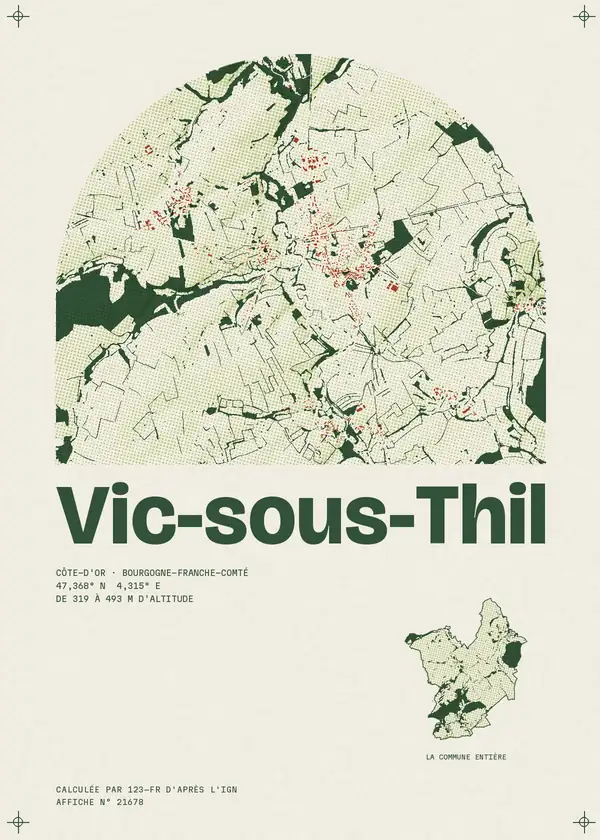 Affiche de Vic-sous-Thil, calculée par 123-fr d'après l'IGN