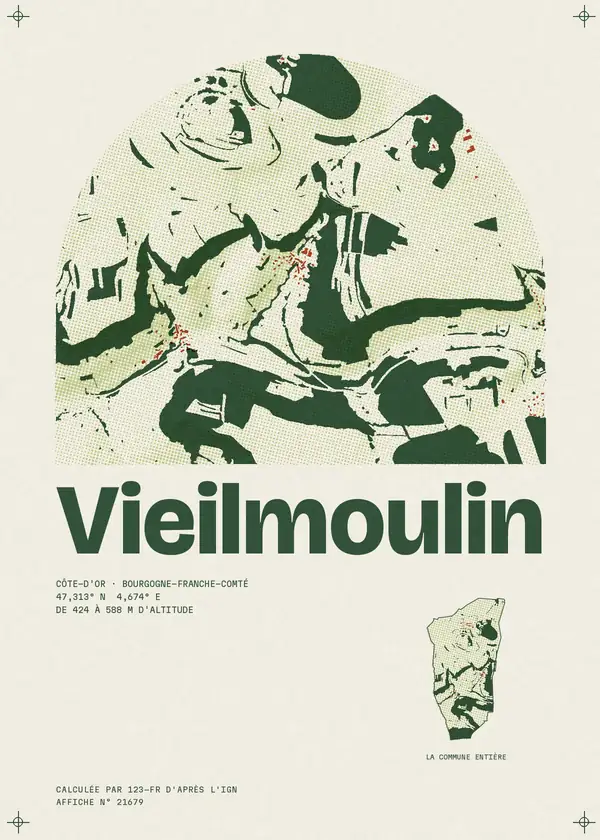 Affiche de Vieilmoulin, calculée par 123-fr d'après l'IGN