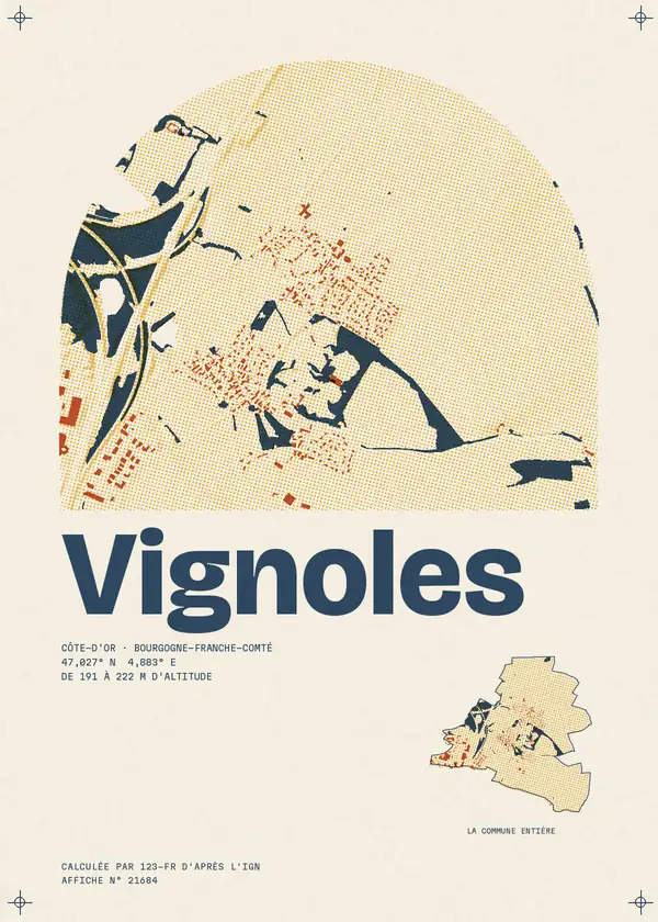 Affiche de Vignoles, calculée par 123-fr d'après l'IGN
