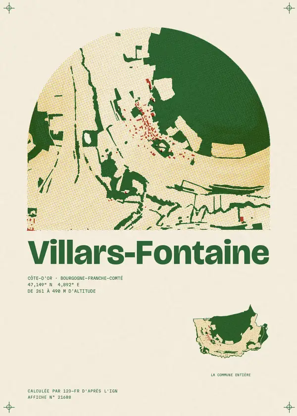 Affiche de Villars-Fontaine, calculée par 123-fr d'après l'IGN