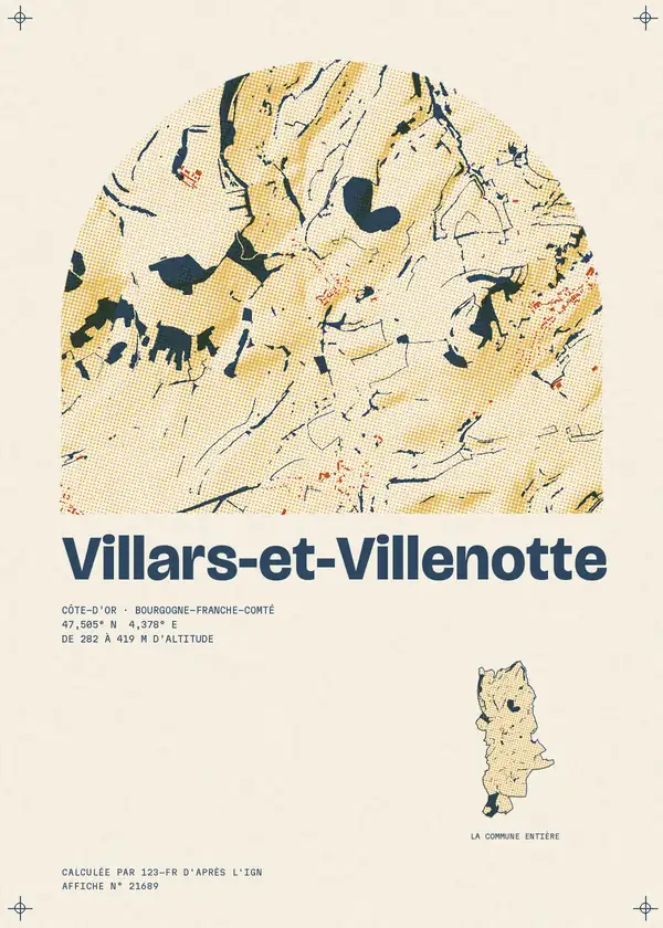 Affiche de Villars-et-Villenotte, calculée par 123-fr d'après l'IGN