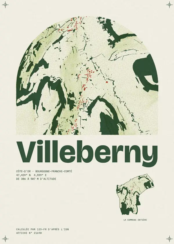 Affiche de Villeberny, calculée par 123-fr d'après l'IGN