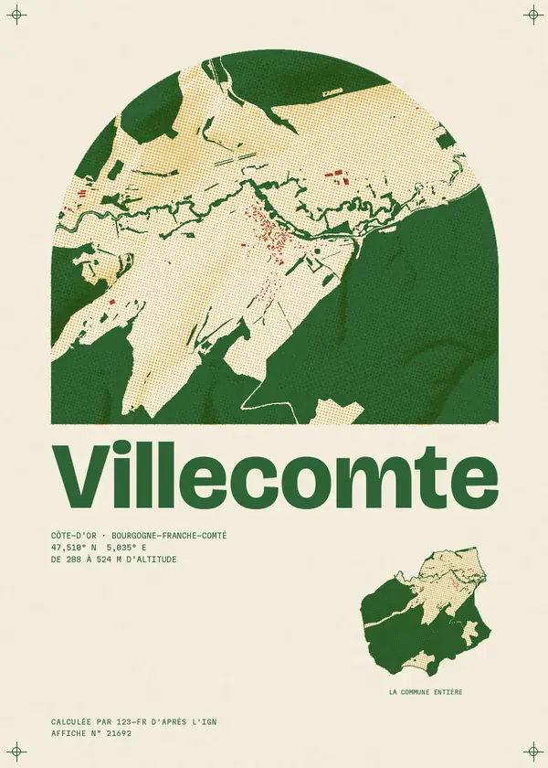 Affiche de Villecomte, calculée par 123-fr d'après l'IGN
