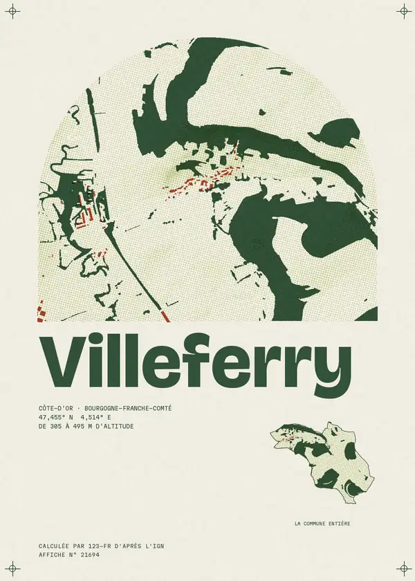 Affiche de Villeferry, calculée par 123-fr d'après l'IGN