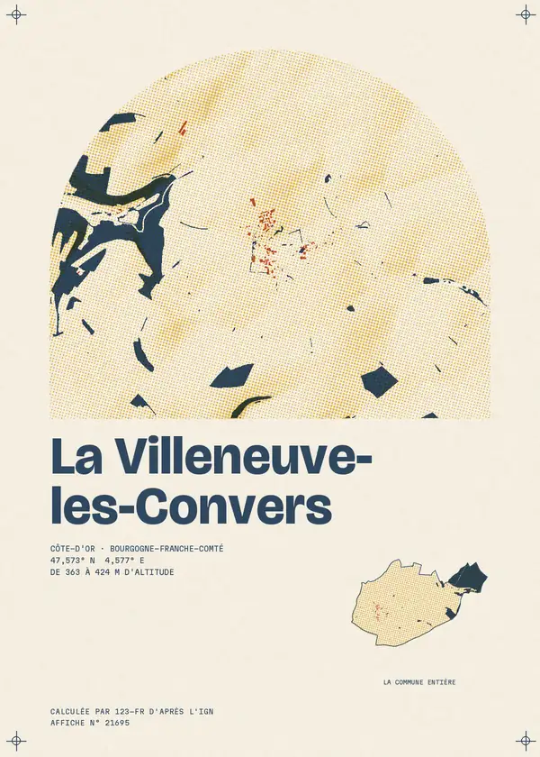 Affiche de La Villeneuve-les-Convers, calculée par 123-fr d'après l'IGN