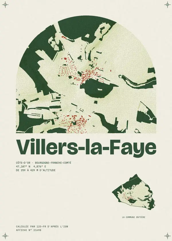 Affiche de Villers-la-Faye, calculée par 123-fr d'après l'IGN