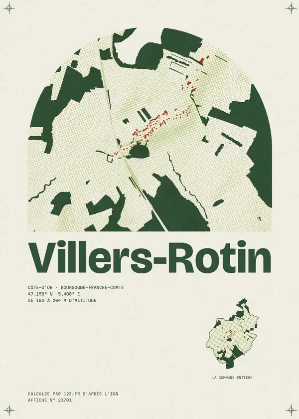 Affiche de Villers-Rotin, calculée par 123-fr d'après l'IGN
