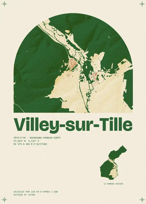 Affiche de Villey-sur-Tille, calculée par 123-fr d'après l'IGN