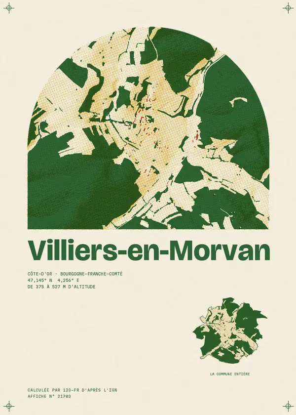 Affiche de Villiers-en-Morvan, calculée par 123-fr d'après l'IGN