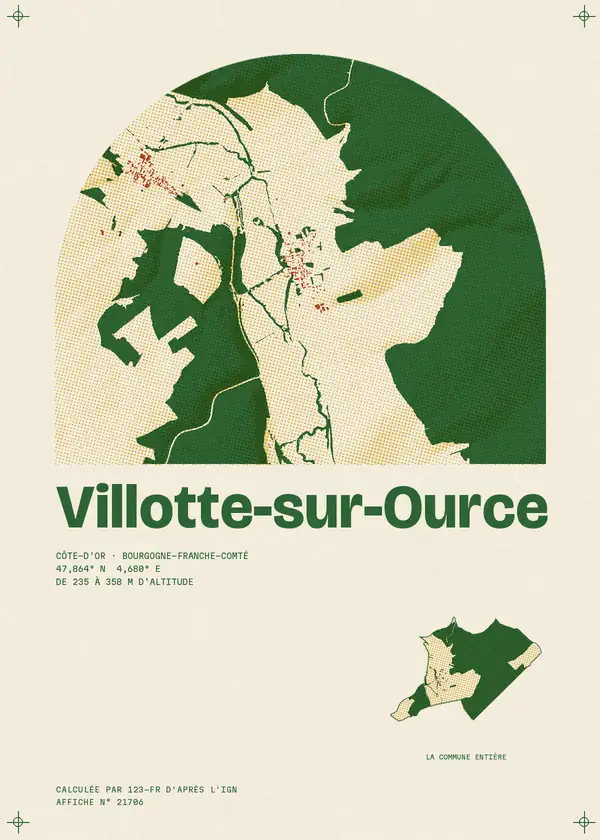 Affiche de Villotte-sur-Ource, calculée par 123-fr d'après l'IGN