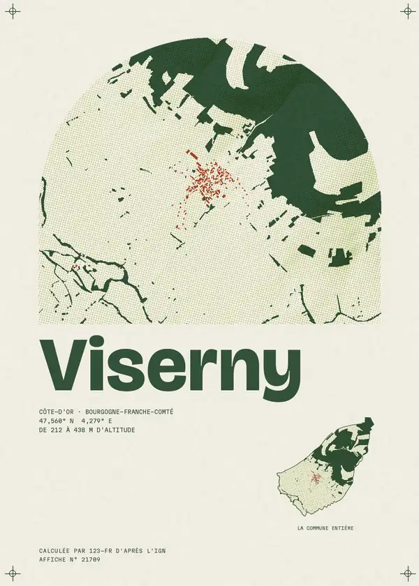 Affiche de Viserny, calculée par 123-fr d'après l'IGN