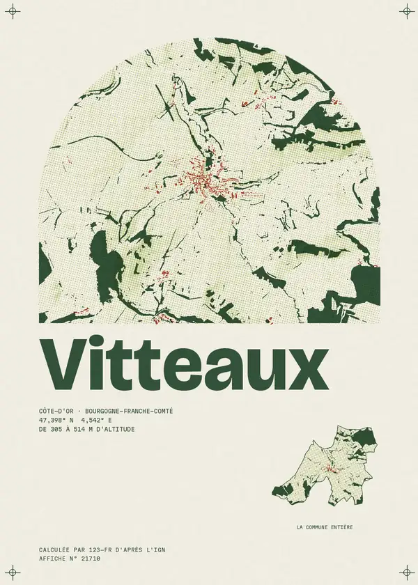 Affiche de Vitteaux, calculée par 123-fr d'après l'IGN