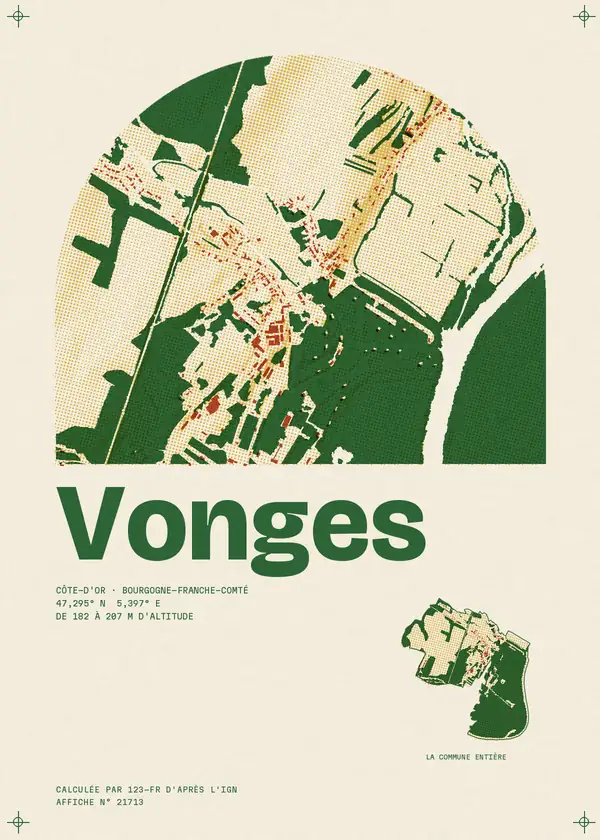Affiche de Vonges, calculée par 123-fr d'après l'IGN