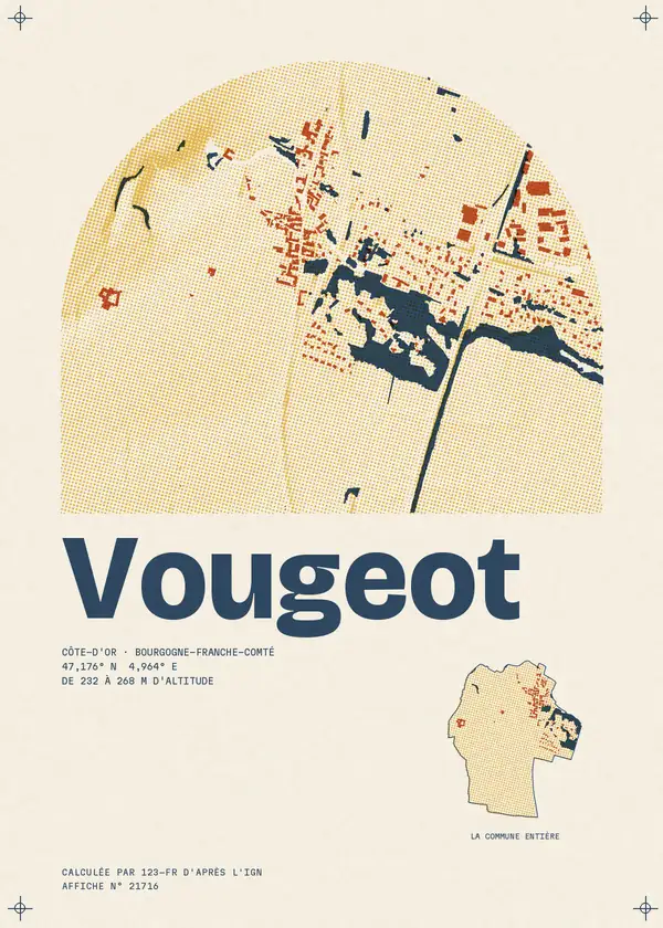 Affiche de Vougeot, calculée par 123-fr d'après l'IGN
