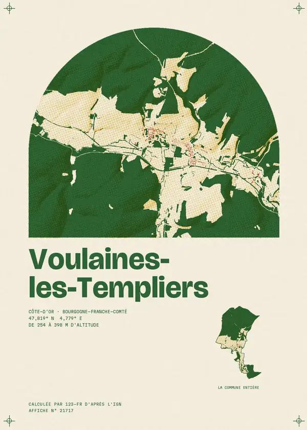 Affiche de Voulaines-les-Templiers, calculée par 123-fr d'après l'IGN