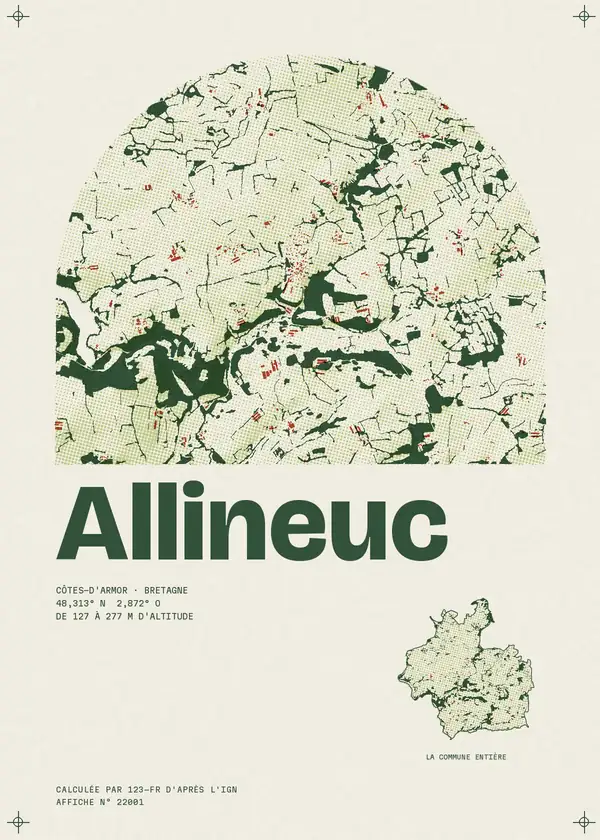 Affiche de Allineuc, calculée par 123-fr d'après l'IGN