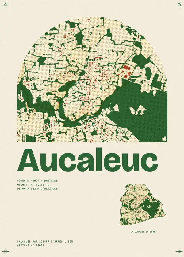 Affiche de Aucaleuc, calculée par 123-fr d'après l'IGN