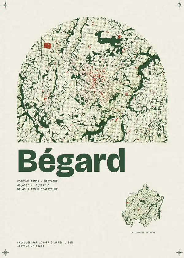Affiche de Bégard, calculée par 123-fr d'après l'IGN