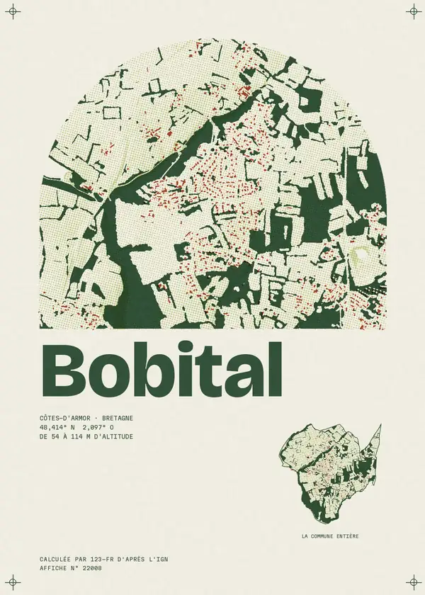 Affiche de Bobital, calculée par 123-fr d'après l'IGN