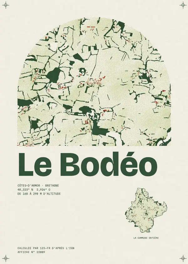 Affiche de Le Bodéo, calculée par 123-fr d'après l'IGN