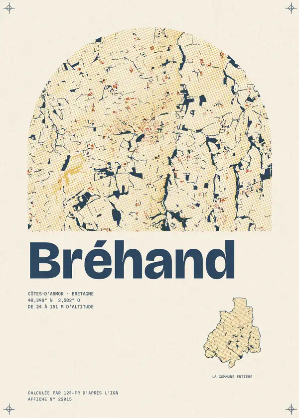Affiche de Bréhand, calculée par 123-fr d'après l'IGN