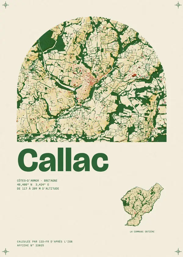 Affiche de Callac, calculée par 123-fr d'après l'IGN