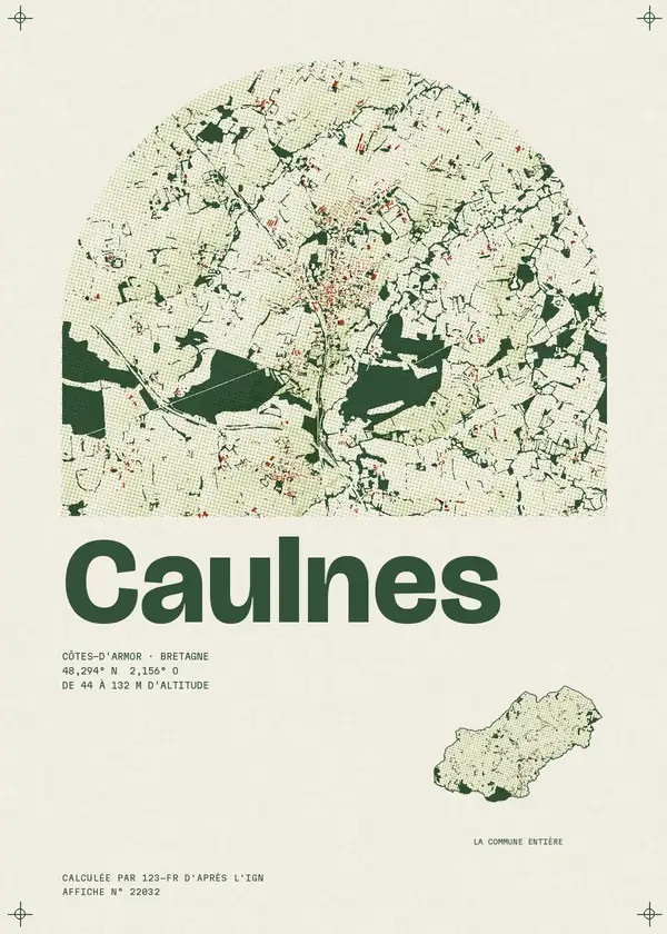 Affiche de Caulnes, calculée par 123-fr d'après l'IGN