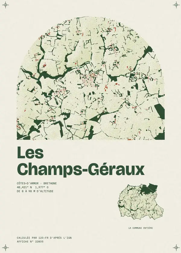 Affiche de Les Champs-Géraux, calculée par 123-fr d'après l'IGN