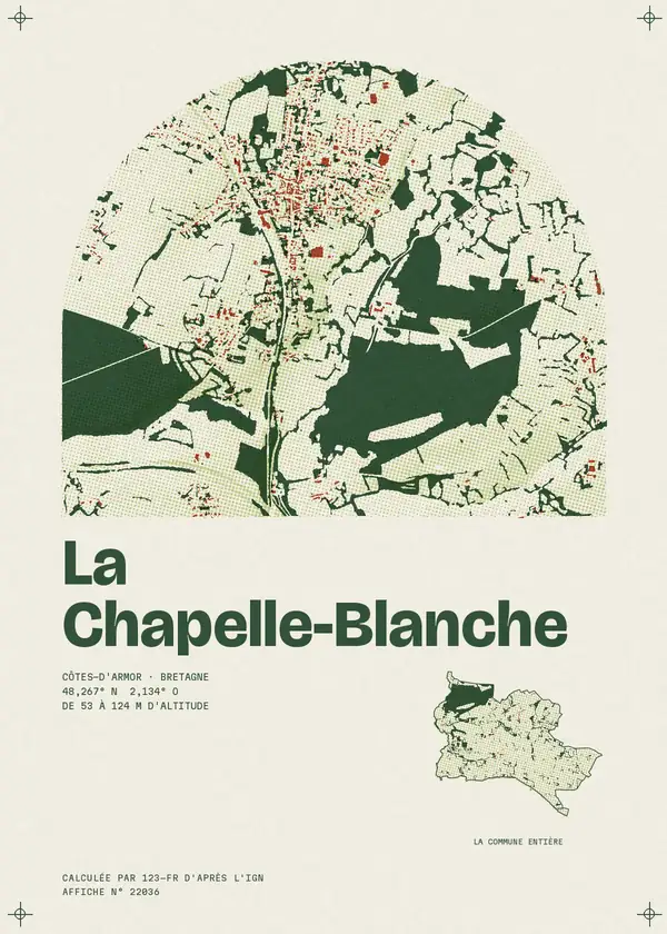 Affiche de La Chapelle-Blanche, calculée par 123-fr d'après l'IGN