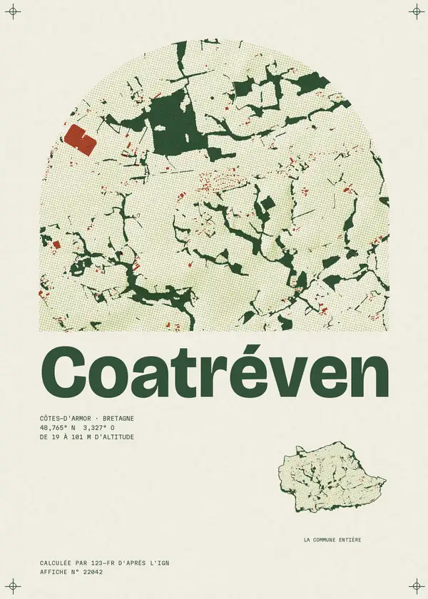 Affiche de Coatréven, calculée par 123-fr d'après l'IGN