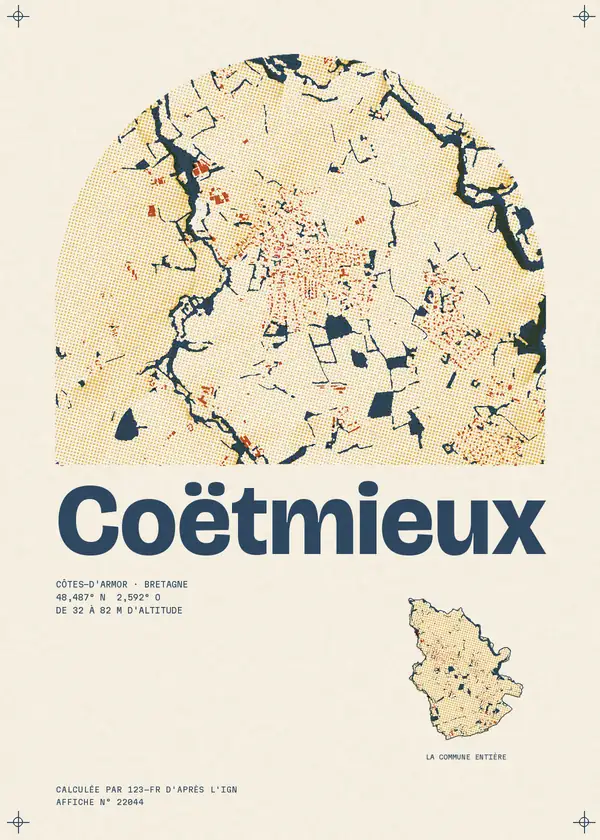 Affiche de Coëtmieux, calculée par 123-fr d'après l'IGN