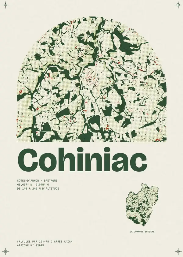 Affiche de Cohiniac, calculée par 123-fr d'après l'IGN