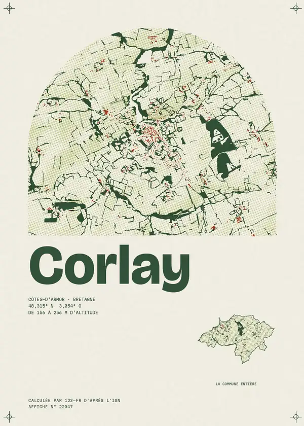 Affiche de Corlay, calculée par 123-fr d'après l'IGN