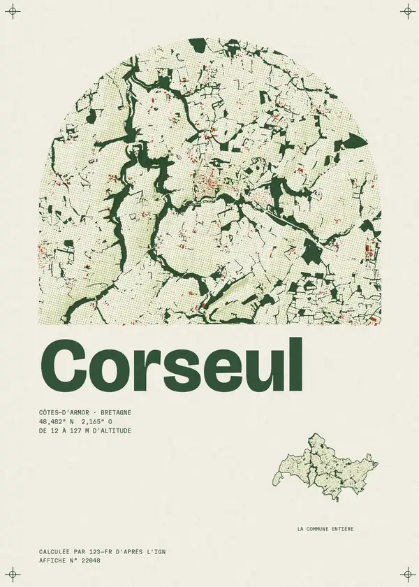 Affiche de Corseul, calculée par 123-fr d'après l'IGN