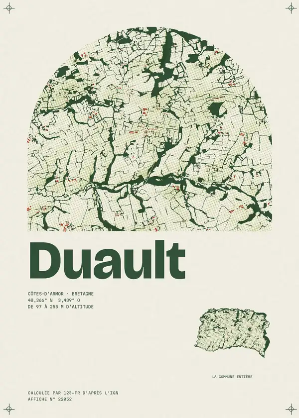 Affiche de Duault, calculée par 123-fr d'après l'IGN